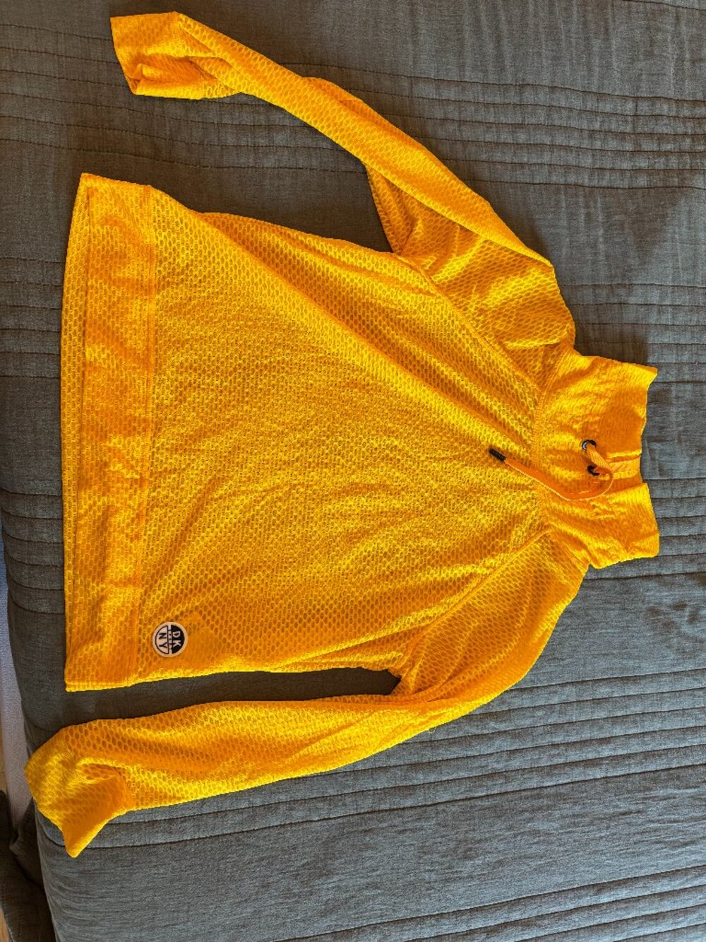 DKNY Sport Orange Mesh Hooded Pullover Top